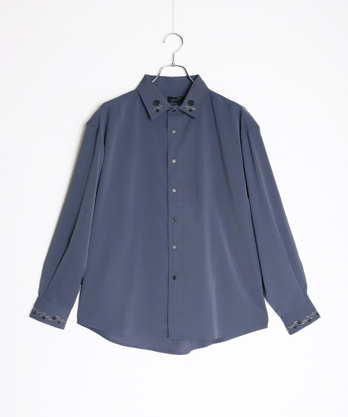WESTSEA(ウエストシー)の「バラ刺繍とろみシャツ(シャツ/ブラウス・メンズ・チャコール/ブラック/ライトブルー/ホワイト/ブラック系その他/ホワイト系その他/ブルー系その他/ホワイト×ブラック・M/L)」の12枚目の写真