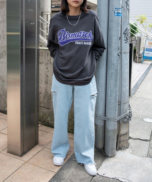 WEGO(ウィゴー)の「WEGO/【2点セット】アクセ付きカレッジロンT(Tシャツ/カットソー・メンズ・スミクロ/ホワイト/ダークグリーン・MEDIUM/LARGE)」の8枚目の写真