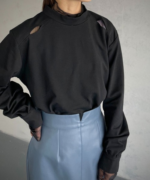 &g'aime(アンジェム)の「【&g’aime】ショルダースリットトップス(Tシャツ/カットソー・レディース・チャコールグレー/ブラック/ベージュ・FREE)」の14枚目の写真