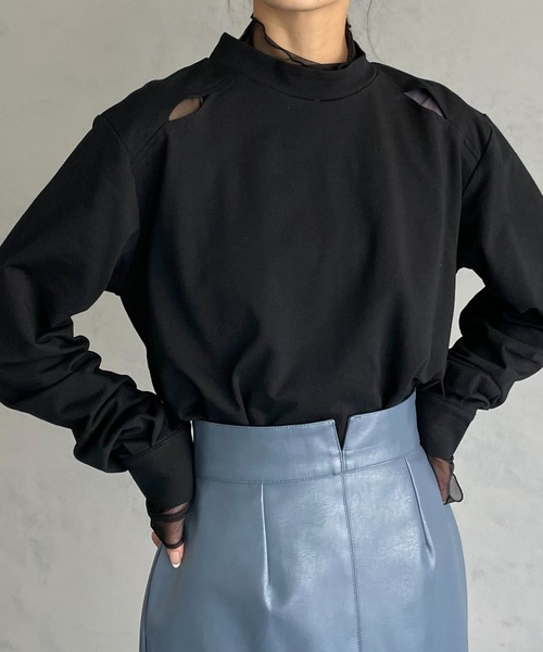 &g'aime(アンジェム)の「【&g’aime】ショルダースリットトップス(Tシャツ/カットソー・レディース・チャコールグレー/ブラック/ベージュ・FREE)」の13枚目の写真