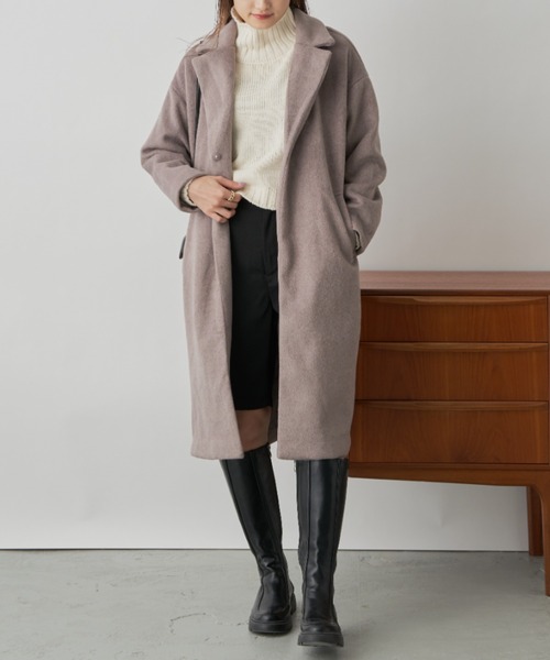 CLEARIMPRESSION （クリアインプレッション）の「ダブルフェイスチェスターコート（チェスターコート・レディース・アイボリー/モカ・FREE）」の4枚目の写真