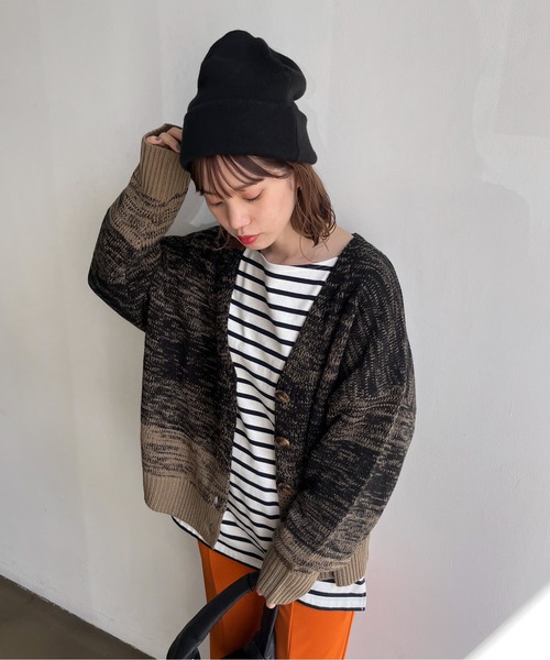 feepur（フェピュール）の「【ハンドウォッシャブル】メランジグラデーションカーディガン（カーディガン/ボレロ・レディース・オフホワイト/ブラック/イエロー・MEDIUM）」の9枚目の写真