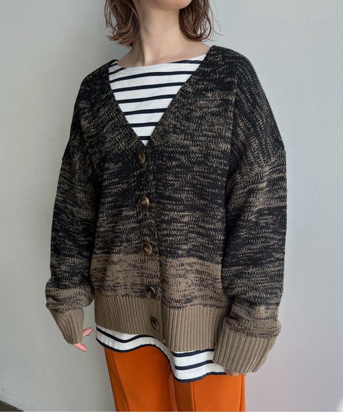 feepur（フェピュール）の「【ハンドウォッシャブル】メランジグラデーションカーディガン（カーディガン/ボレロ・レディース・オフホワイト/ブラック/イエロー・MEDIUM）」の5枚目の写真