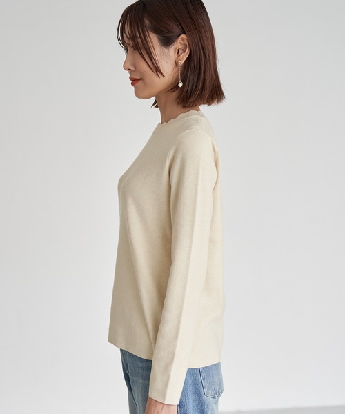 ROPE' PICNIC（ロペピクニック）の「衿スカラップ総針ニットプルオーバー（ニット/セーター・レディース・ブラック/ベージュ/グリーン系その他・38）」の4枚目の写真