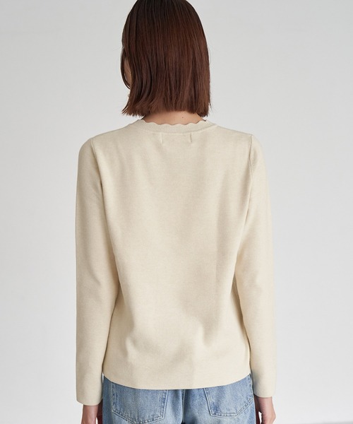 ROPE' PICNIC（ロペピクニック）の「衿スカラップ総針ニットプルオーバー（ニット/セーター・レディース・ブラック/ベージュ/グリーン系その他・38）」の5枚目の写真