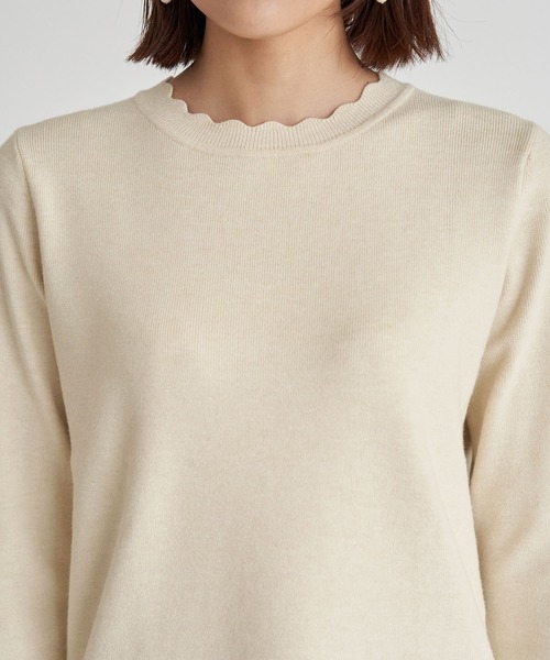 ROPE' PICNIC（ロペピクニック）の「衿スカラップ総針ニットプルオーバー（ニット/セーター・レディース・ブラック/ベージュ/グリーン系その他・38）」の6枚目の写真