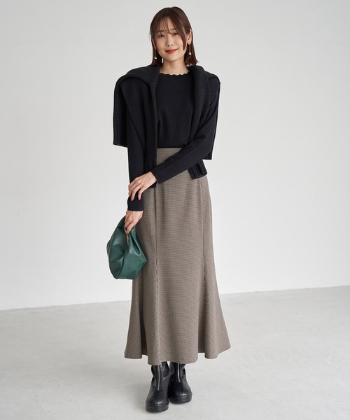 ROPE' PICNIC（ロペピクニック）の「衿スカラップ総針ニットプルオーバー（ニット/セーター・レディース・ブラック/ベージュ/グリーン系その他・38）」の14枚目の写真