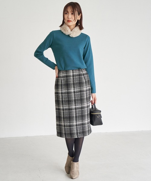 ROPE' PICNIC（ロペピクニック）の「衿スカラップ総針ニットプルオーバー（ニット/セーター・レディース・ブラック/ベージュ/グリーン系その他・38）」の19枚目の写真