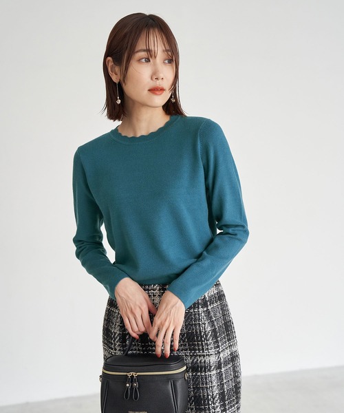 ROPE' PICNIC（ロペピクニック）の「衿スカラップ総針ニットプルオーバー（ニット/セーター・レディース・ブラック/ベージュ/グリーン系その他・38）」の21枚目の写真