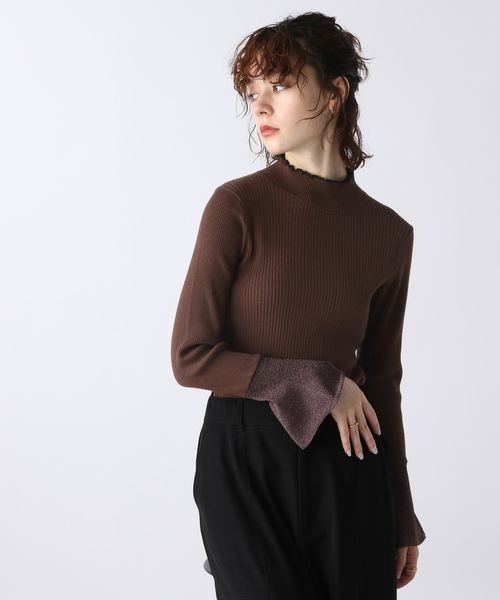 JEANASIS（ジーナシス）の「12Gラメソデフレアハイネックプルオーバー/169159（ニット/セーター・レディース・ブラウン/ブラック・FREE）」の4枚目の写真