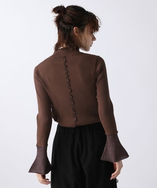 JEANASIS（ジーナシス）の「12Gラメソデフレアハイネックプルオーバー/169159（ニット/セーター・レディース・ブラウン/ブラック・FREE）」の5枚目の写真