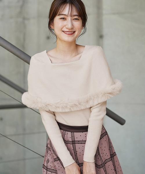 NOELA（ノエラ）の「【追加生産】ファートリムカラーニット（ニット/セーター・レディース・オフホワイト/ピンク・フリー）」の10枚目の写真