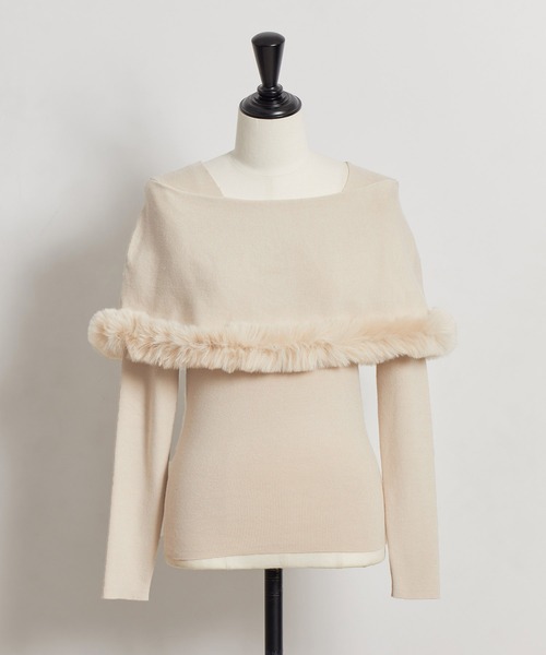 NOELA（ノエラ）の「【追加生産】ファートリムカラーニット（ニット/セーター・レディース・オフホワイト/ピンク・フリー）」の13枚目の写真