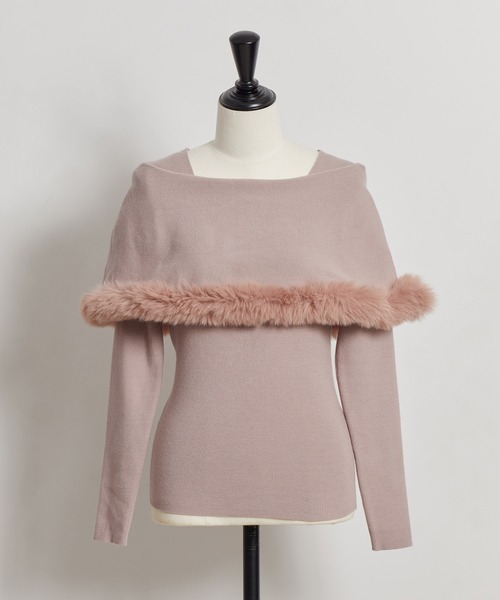 NOELA（ノエラ）の「【追加生産】ファートリムカラーニット（ニット/セーター・レディース・オフホワイト/ピンク・フリー）」の8枚目の写真