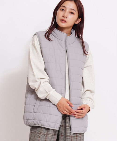 GIORDANO（ジョルダーノ）の「[ GIORDANO ]スタンドカラーパデッドベスト (ユニセックス)（ダウンベスト・レディース・ネイビー/グレー・MEDIUM/LARGE/X-LARGE）」の2枚目の写真