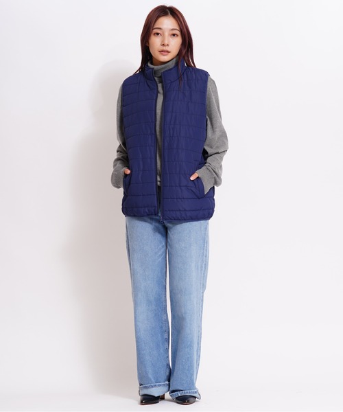 GIORDANO（ジョルダーノ）の「[ GIORDANO ]スタンドカラーパデッドベスト (ユニセックス)（ダウンベスト・レディース・ネイビー/グレー・MEDIUM/LARGE/X-LARGE）」の7枚目の写真