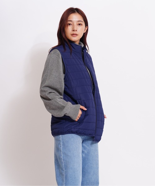 GIORDANO（ジョルダーノ）の「[ GIORDANO ]スタンドカラーパデッドベスト (ユニセックス)（ダウンベスト・レディース・ネイビー/グレー・MEDIUM/LARGE/X-LARGE）」の8枚目の写真