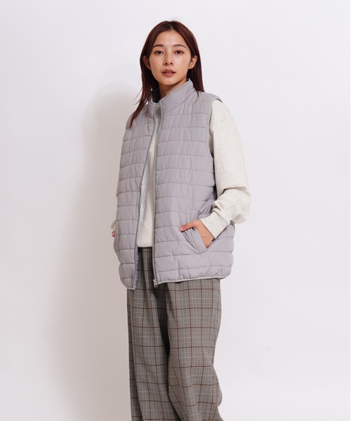 GIORDANO（ジョルダーノ）の「[ GIORDANO ]スタンドカラーパデッドベスト (ユニセックス)（ダウンベスト・レディース・ネイビー/グレー・MEDIUM/LARGE/X-LARGE）」の6枚目の写真