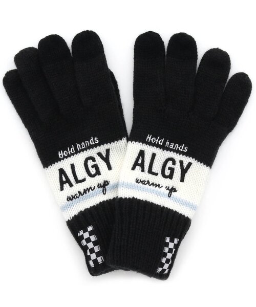 algy（アルジー）の「フラッグチェックスマホ対応手袋（手袋・キッズ・ブラック/ベージュ/サックスブルー・FREE）」の2枚目の写真