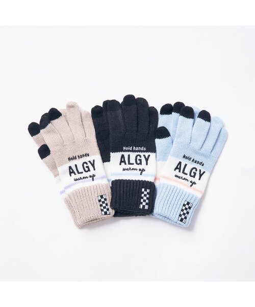 algy（アルジー）の「フラッグチェックスマホ対応手袋（手袋・キッズ・ブラック/ベージュ/サックスブルー・FREE）」の4枚目の写真