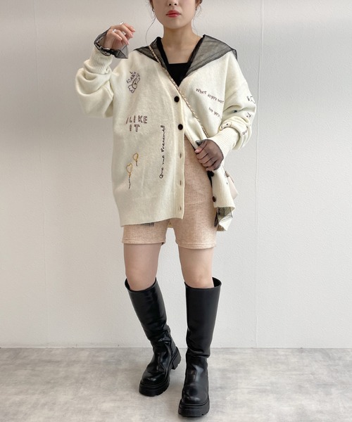 w closet（ダブルクローゼット）の「インナーリブパンツ（その他パンツ・レディース・ブラック/ライトベージュ・FREE）」の4枚目の写真