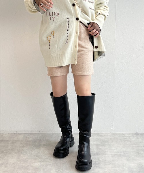 w closet（ダブルクローゼット）の「インナーリブパンツ（その他パンツ・レディース・ブラック/ライトベージュ・FREE）」の5枚目の写真