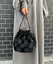 ROSE BUD | スタッズ付巾着ショルダーバッグ(ショルダーバッグ)