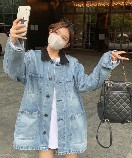 LAC-VERT（ラック・ヴェール）の「オーバーサイズデニムジャケット（デニムジャケット・レディース・ブルー・FREE）」の3枚目の写真