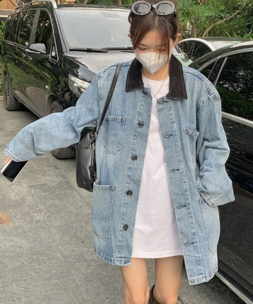 LAC-VERT（ラック・ヴェール）の「オーバーサイズデニムジャケット（デニムジャケット・レディース・ブルー・FREE）」の8枚目の写真