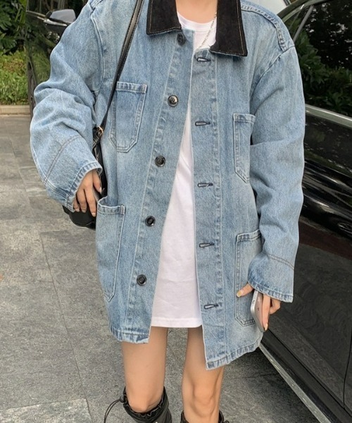 LAC-VERT（ラック・ヴェール）の「オーバーサイズデニムジャケット（デニムジャケット・レディース・ブルー・FREE）」の5枚目の写真