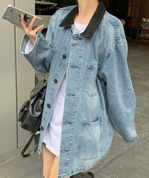 LAC-VERT（ラック・ヴェール）の「オーバーサイズデニムジャケット（デニムジャケット・レディース・ブルー・FREE）」の2枚目の写真
