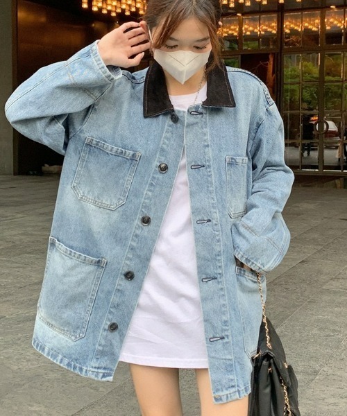 LAC-VERT（ラック・ヴェール）の「オーバーサイズデニムジャケット（デニムジャケット・レディース・ブルー・FREE）」の4枚目の写真