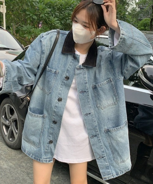 LAC-VERT（ラック・ヴェール）の「オーバーサイズデニムジャケット（デニムジャケット・レディース・ブルー・FREE）」の9枚目の写真