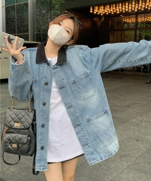 LAC-VERT（ラック・ヴェール）の「オーバーサイズデニムジャケット（デニムジャケット・レディース・ブルー・FREE）」の12枚目の写真