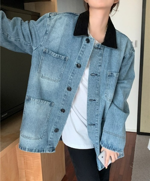 LAC-VERT（ラック・ヴェール）の「オーバーサイズデニムジャケット（デニムジャケット・レディース・ブルー・FREE）」の18枚目の写真