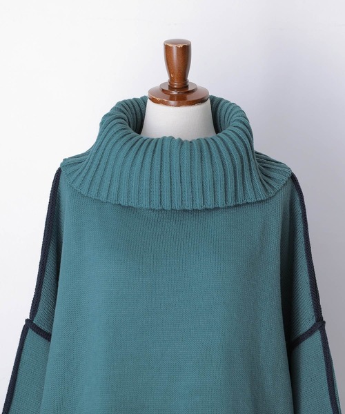 osharewalker(オシャレウォーカー)の「『配色ラインボリュームタートルニット』(ニット/セーター・レディース・ブラック/グレイッシュブルー/オレンジ/ベージュ・FREE)」の18枚目の写真