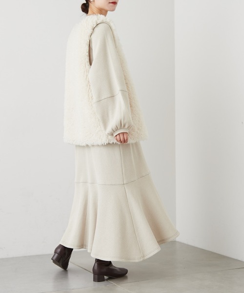 CIAOPANIC TYPY（チャオパニックティピー）の「2WAYあったかサーマル配色ステッチ袖ボリュームワンピース（ワンピース・レディース・ブラック/グレー系その他/ブラウン・ONE SIZE）」の17枚目の写真