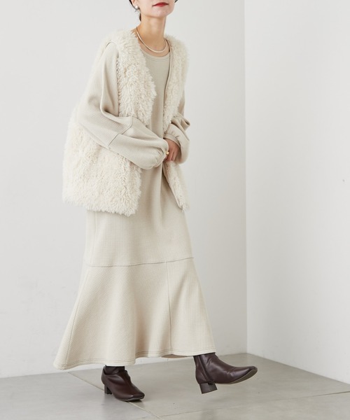 CIAOPANIC TYPY（チャオパニックティピー）の「2WAYあったかサーマル配色ステッチ袖ボリュームワンピース（ワンピース・レディース・ブラック/グレー系その他/ブラウン・ONE SIZE）」の13枚目の写真