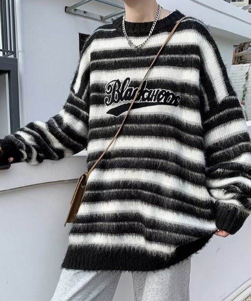 MGV(エムジーヴィー)の「フロントロゴボーダーシャギーニット(ニット/セーター・メンズ・ブラック/ブラウン・MEDIUM/LARGE/X-LARGE)」の8枚目の写真