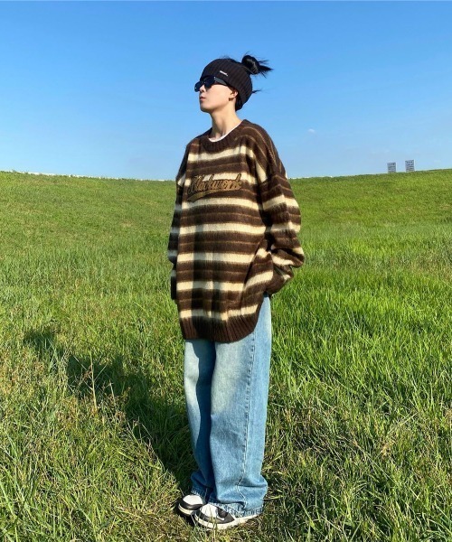 MGV(エムジーヴィー)の「フロントロゴボーダーシャギーニット(ニット/セーター・メンズ・ブラック/ブラウン・MEDIUM/LARGE/X-LARGE)」の11枚目の写真
