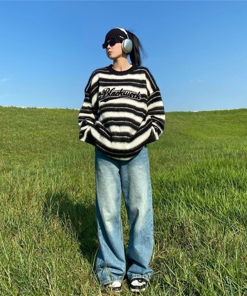 MGV(エムジーヴィー)の「フロントロゴボーダーシャギーニット(ニット/セーター・メンズ・ブラック/ブラウン・MEDIUM/LARGE/X-LARGE)」の18枚目の写真