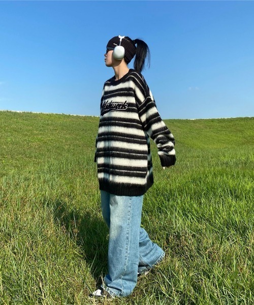 MGV(エムジーヴィー)の「フロントロゴボーダーシャギーニット(ニット/セーター・メンズ・ブラック/ブラウン・MEDIUM/LARGE/X-LARGE)」の17枚目の写真