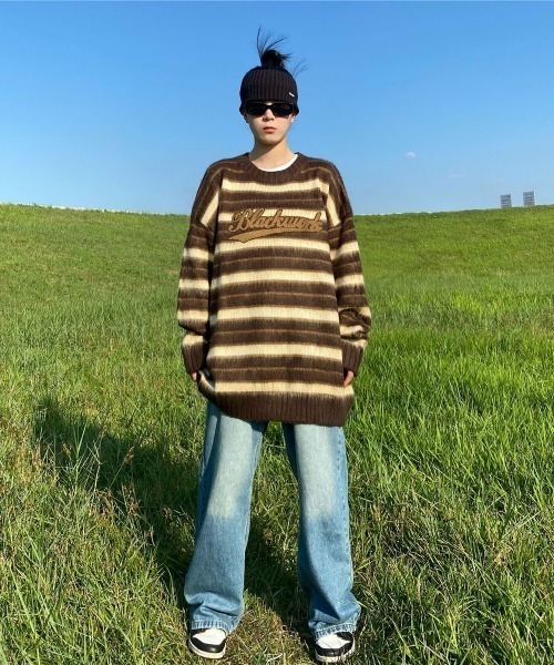 MGV(エムジーヴィー)の「フロントロゴボーダーシャギーニット(ニット/セーター・メンズ・ブラック/ブラウン・MEDIUM/LARGE/X-LARGE)」の10枚目の写真