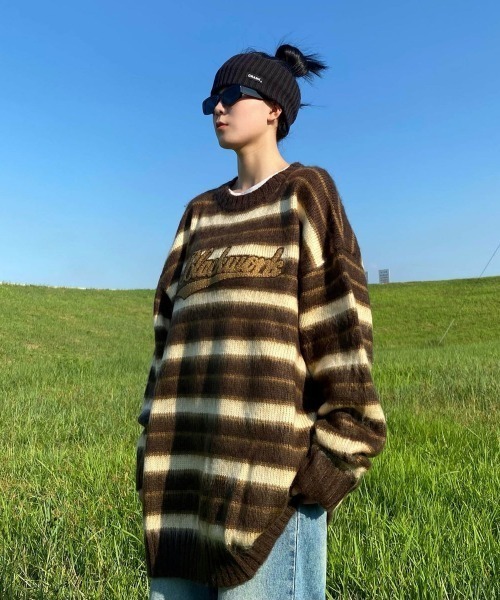 MGV(エムジーヴィー)の「フロントロゴボーダーシャギーニット(ニット/セーター・メンズ・ブラック/ブラウン・MEDIUM/LARGE/X-LARGE)」の12枚目の写真
