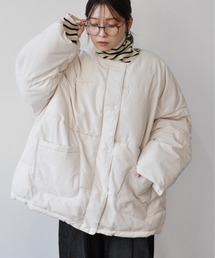 Meli rich | マフラー付きノーカラーフェイクダウンジャケット(ダウンジャケット/コート)