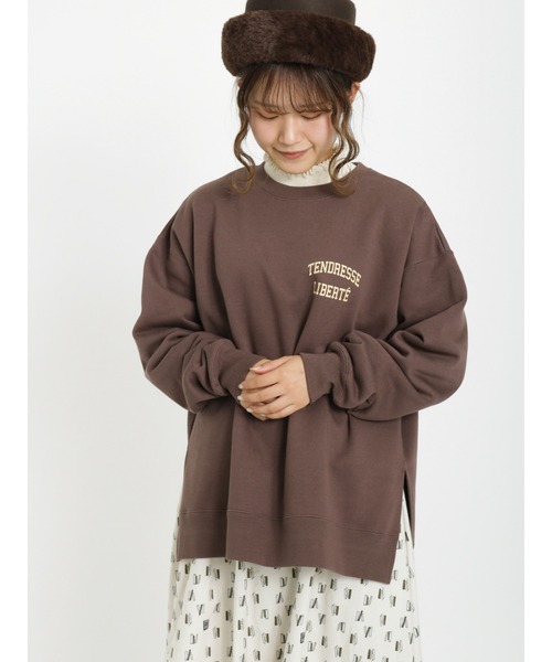 Samansa Mos2(サマンサ モスモス)の「裏起毛胸ロゴプリントスウェット(Tシャツ/カットソー・レディース・サックスブルー/グレー/ブラウン/ネイビー・フリ-)」の1枚目の写真