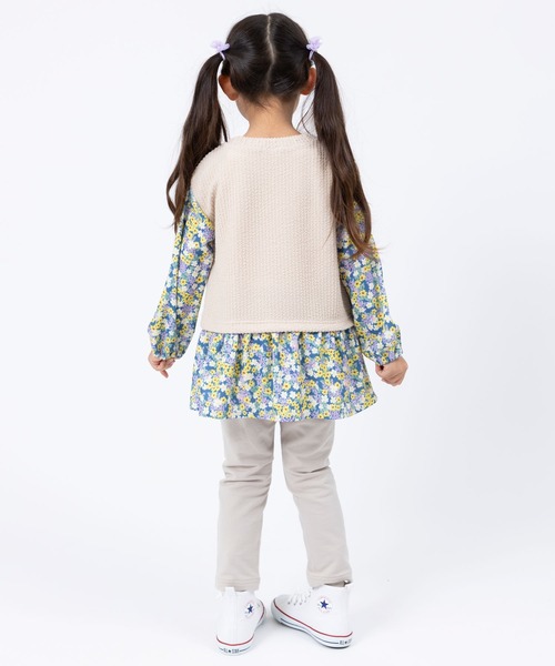 trois lapins kp（トロワラパンケーピー）の「デシン小花プリント長袖チュニック(140～160)（チュニック・キッズ・ベージュ・140cm/150cm/160cm）」の5枚目の写真