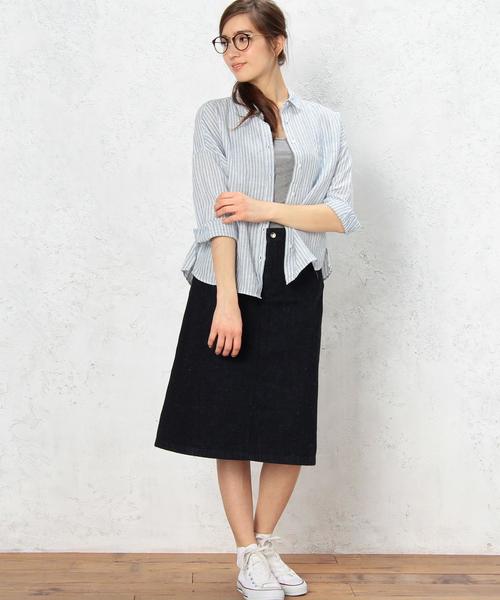 green label relaxing（グリーンレーベルリラクシング）の「GC NEP DNM スカート◆（デニムスカート・レディース・ネイビー・36/40/38）」の2枚目の写真