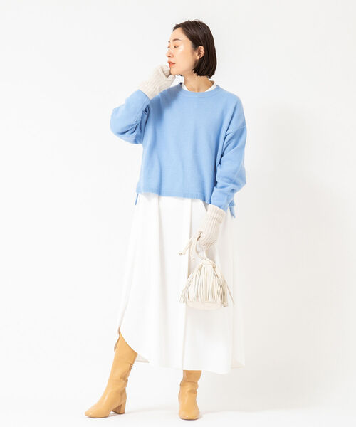 NOLLEY’S(ノーリーズ)の「ウォッシャブルカシミヤ混クロップドプルオーバーニット(ニット/セーター・レディース・ライトグレー/オフホワイト/サックスブルー・FREE)」の20枚目の写真