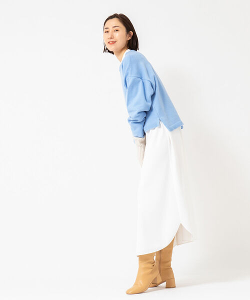 NOLLEY’S(ノーリーズ)の「ウォッシャブルカシミヤ混クロップドプルオーバーニット(ニット/セーター・レディース・ライトグレー/オフホワイト/サックスブルー・FREE)」の4枚目の写真
